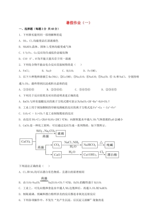 高中化学 暑假作业（一）新人教版必修2-新人教版高一必修2化学试题