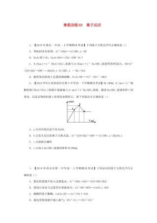 高一化学 寒假训练03 离子反应-人教版高一全册化学试题