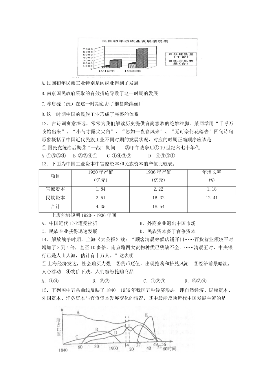 高一历史下学期第十三次周练试题-人教版高一全册历史试题_第3页
