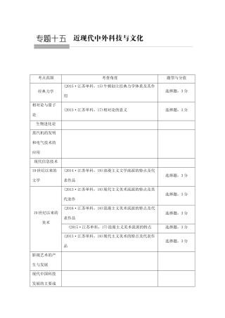 （江苏专用）高考历史总复习 专题十五 近现代中外科技与文化 第42讲 近代以来科学技术的辉煌教师用书 人民版-人民版高三全册历史试题
