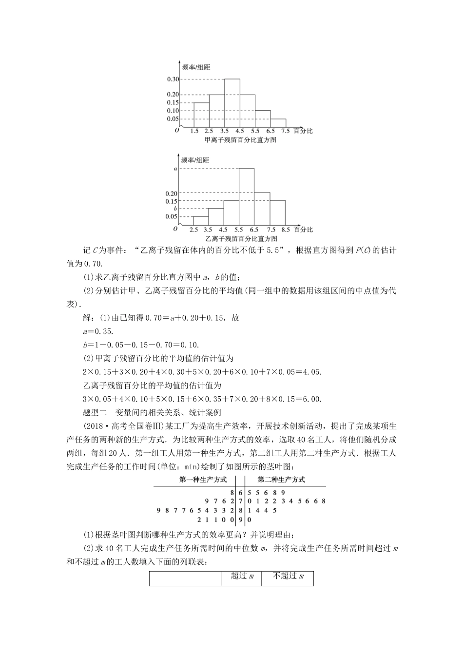 （京津鲁琼专用）高考数学二轮复习 第二部分 专题四 概率与统计 第2讲 统计与统计案例练习（含解析）-人教版高三全册数学试题_第2页