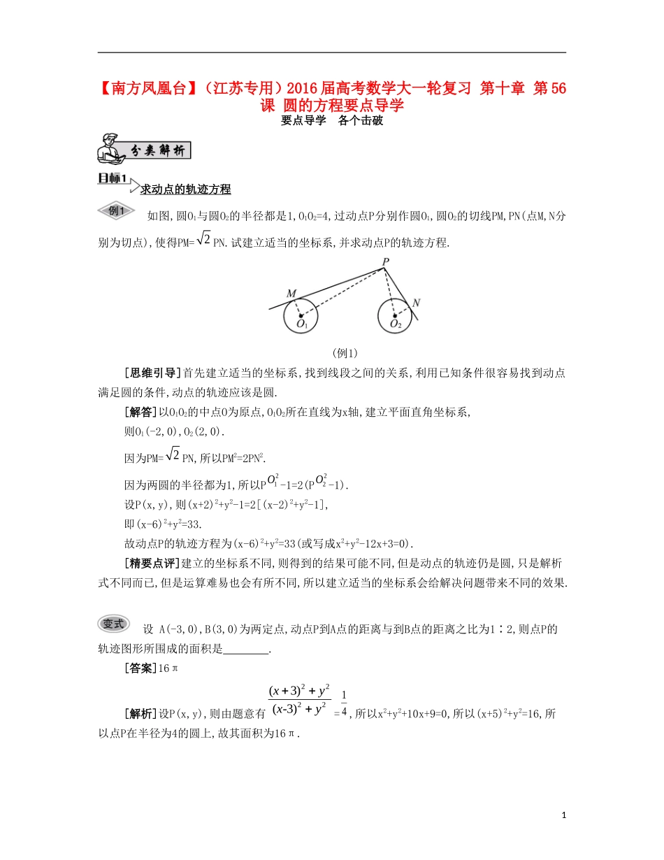 （江苏专用）高考数学大一轮复习 第十章 第56课 圆的方程要点导学-人教版高三全册数学试题_第1页
