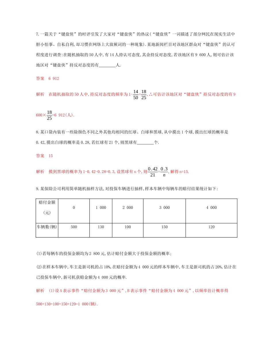 （新课标）高考数学总复习 第十章 第一节 随机事件的概率练习 文 新人教A版-新人教A版高三全册数学试题_第3页