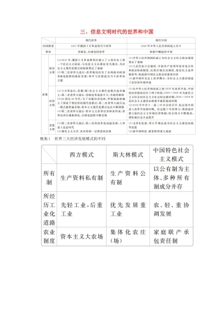 （全国通用）高考历史二轮复习 专题培优教程 知识篇 第五部分 三 信息文明时代的世界和中国练习-人教版高三全册历史试题