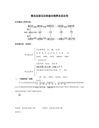 高一化学人教版必修1 氧化还原反应的基本规律及其应用