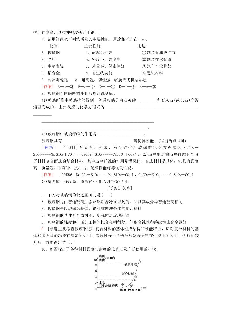 高中化学 课时分层作业27 复合材料（含解析）鲁科版必修1-鲁科版高一必修1化学试题_第2页
