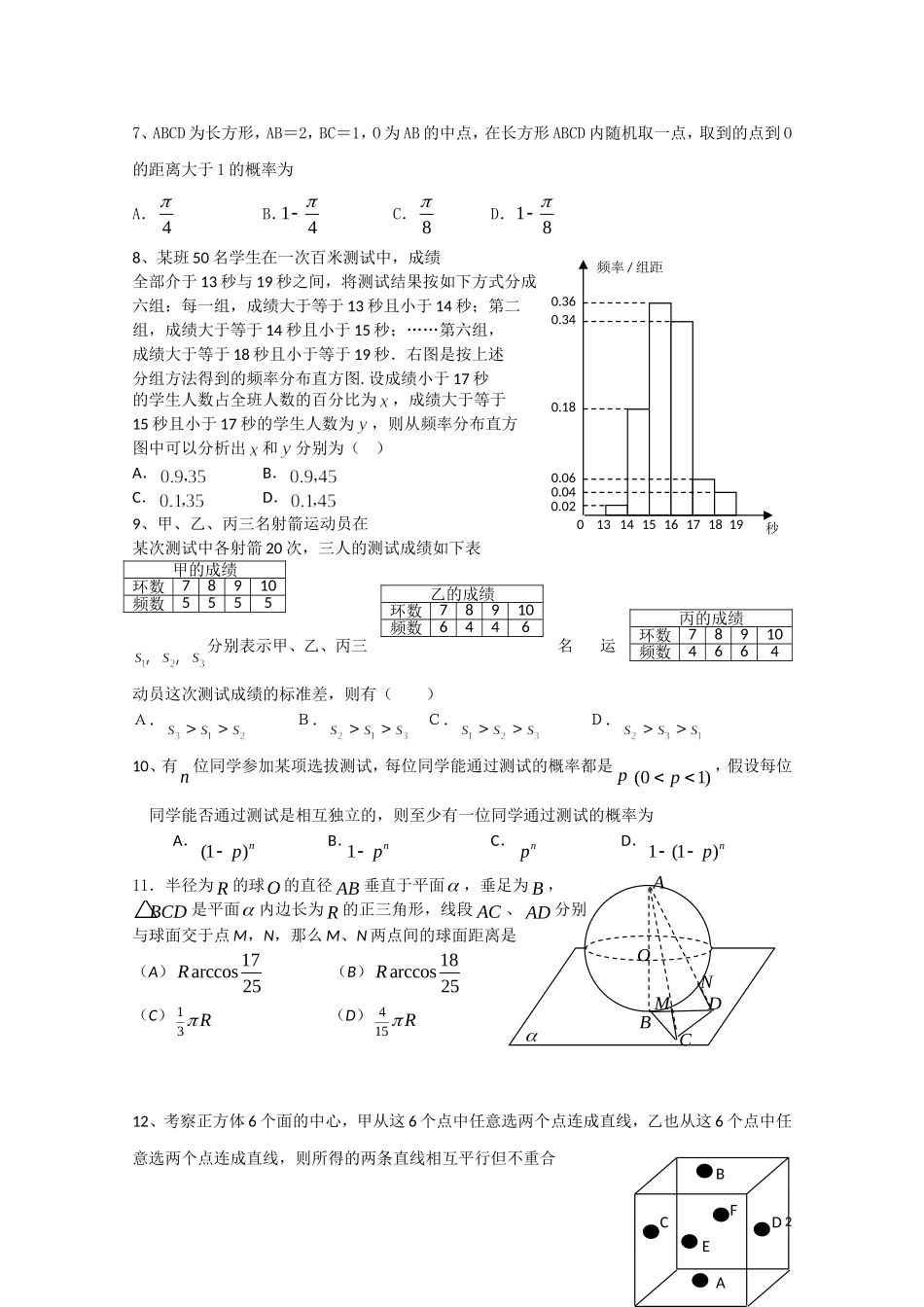 贵州省遵义四中10-11学年高二数学下学期期末考试 文 旧人教版【会员独享】_第2页
