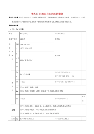高中化学 最易错考点系列 考点11 Fe2与Fe3的检验 新人教版必修1-新人教版高一必修1化学试题