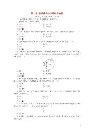 高中数学 第二章 圆锥曲线与方程能力检测 新人教A版选修1-1-新人教A版高二选修1-1数学试题