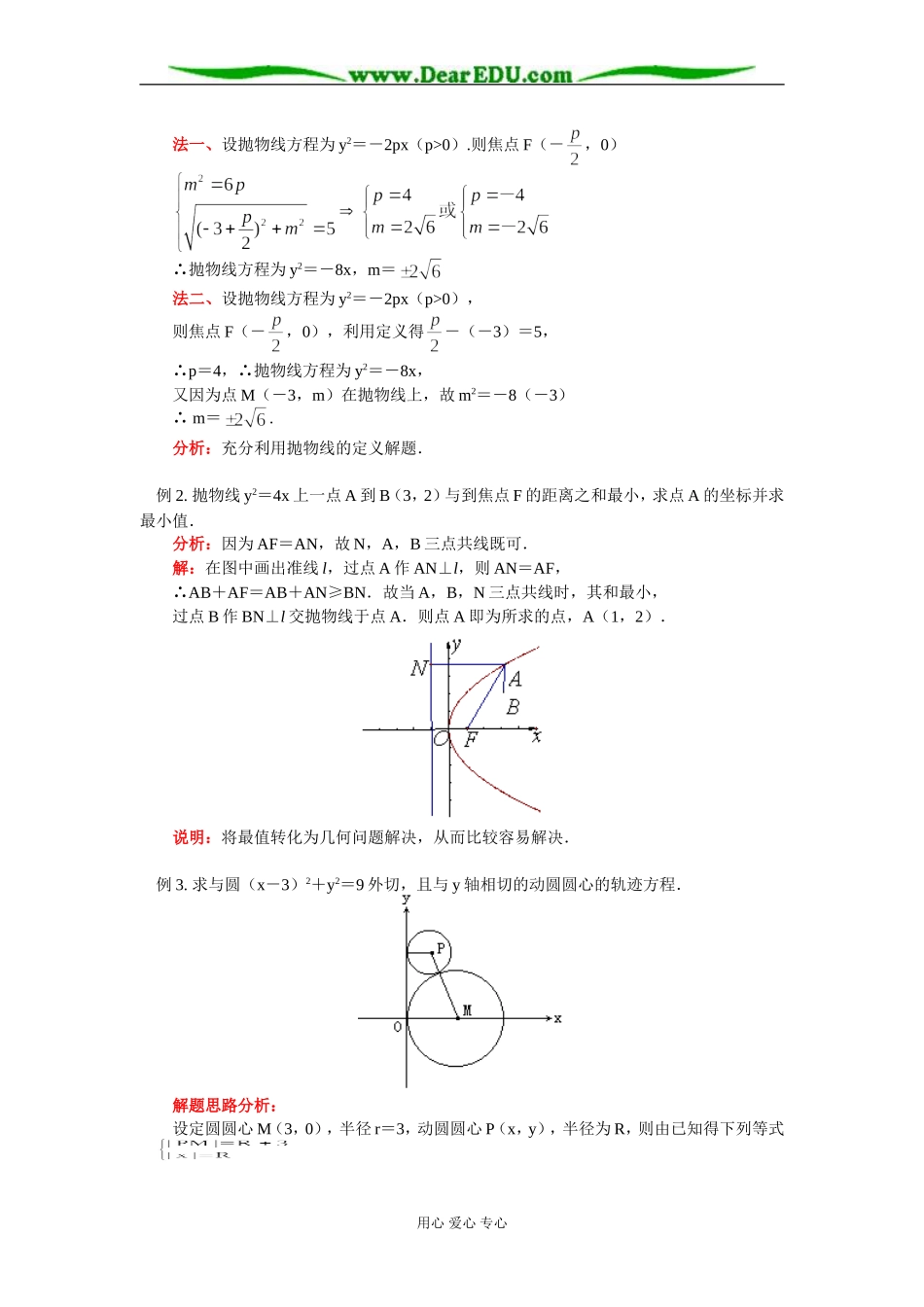 高二数学 抛物线方程 知识精讲 苏教版_第3页