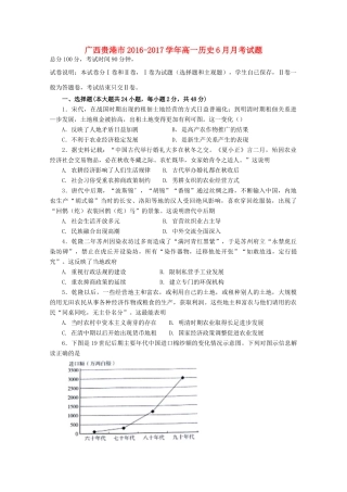 广西贵港市高一历史6月月考试题-人教版高一全册历史试题