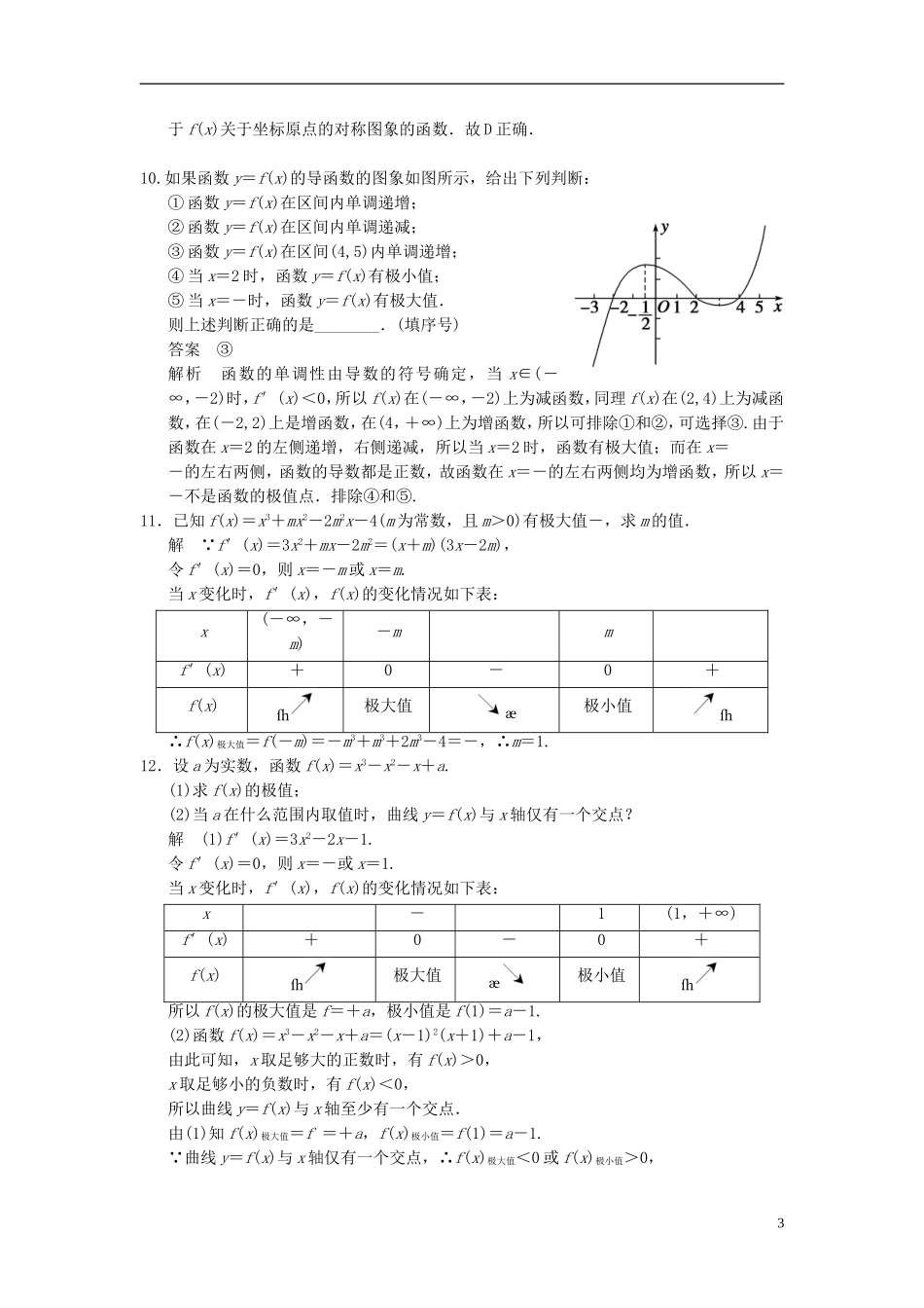 高中数学 第四章 导数及其应用 4.3 导数在研究函数中的应用 4.3.2 函数的极大值和极小值分层训练 湘教版选修2-2-湘教版高二选修2-2数学试题_第3页