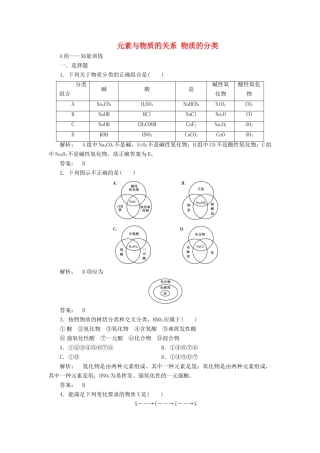 高中化学 2.1.1 元素与物质的关系 物质的分类课时作业 鲁科版必修1-鲁科版高一必修1化学试题