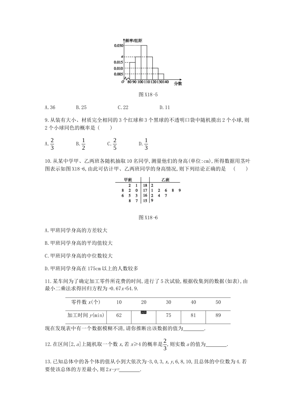 高考数学总复习 模块六 概率与统计 限时集训（十八）概率、统计、统计案例 文-人教版高三全册数学试题_第3页