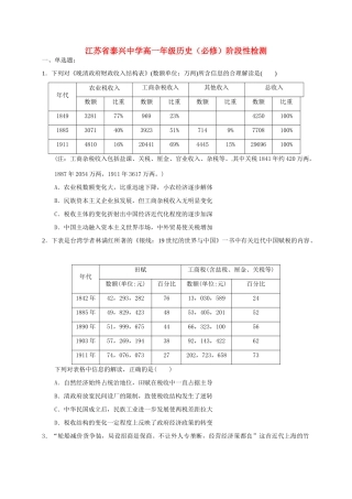 高一历史5月阶段性检测试题（必修）-人教版高一必修历史试题