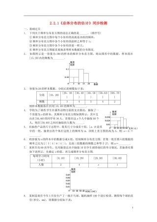 高中数学 2.2.1《频率分布表》同步检测 苏教版必修3