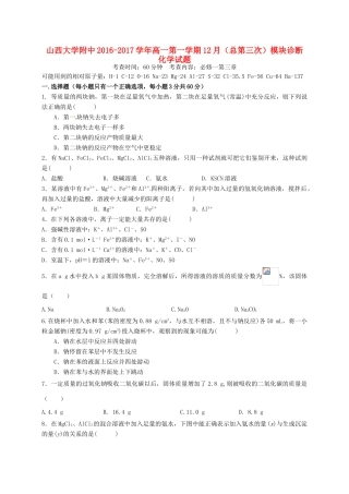 高一化学12月模块诊断试题-人教版高一全册化学试题