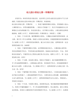 幼儿园小班幼儿第一学期评语2 