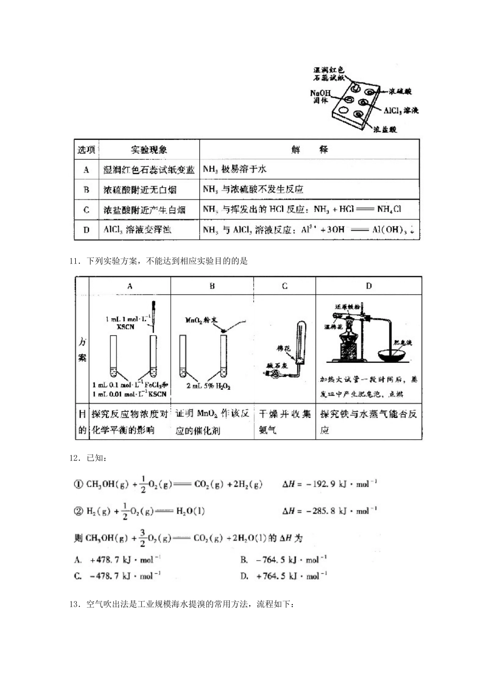 北京市海淀区高三化学上学期期中试题-人教版高三全册化学试题_第3页