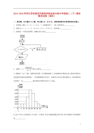 部高二数学下学期期末试卷 理（含解析）-人教版高二全册数学试题