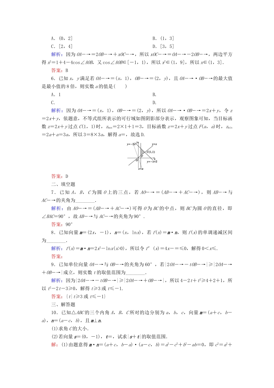 （新课标）高考数学大一轮复习 第四章 平面向量、数系的扩充与复数的引入 30 破解平面向量与其他知识的交汇问题课时作业 理-人教版高三全册数学试题_第2页