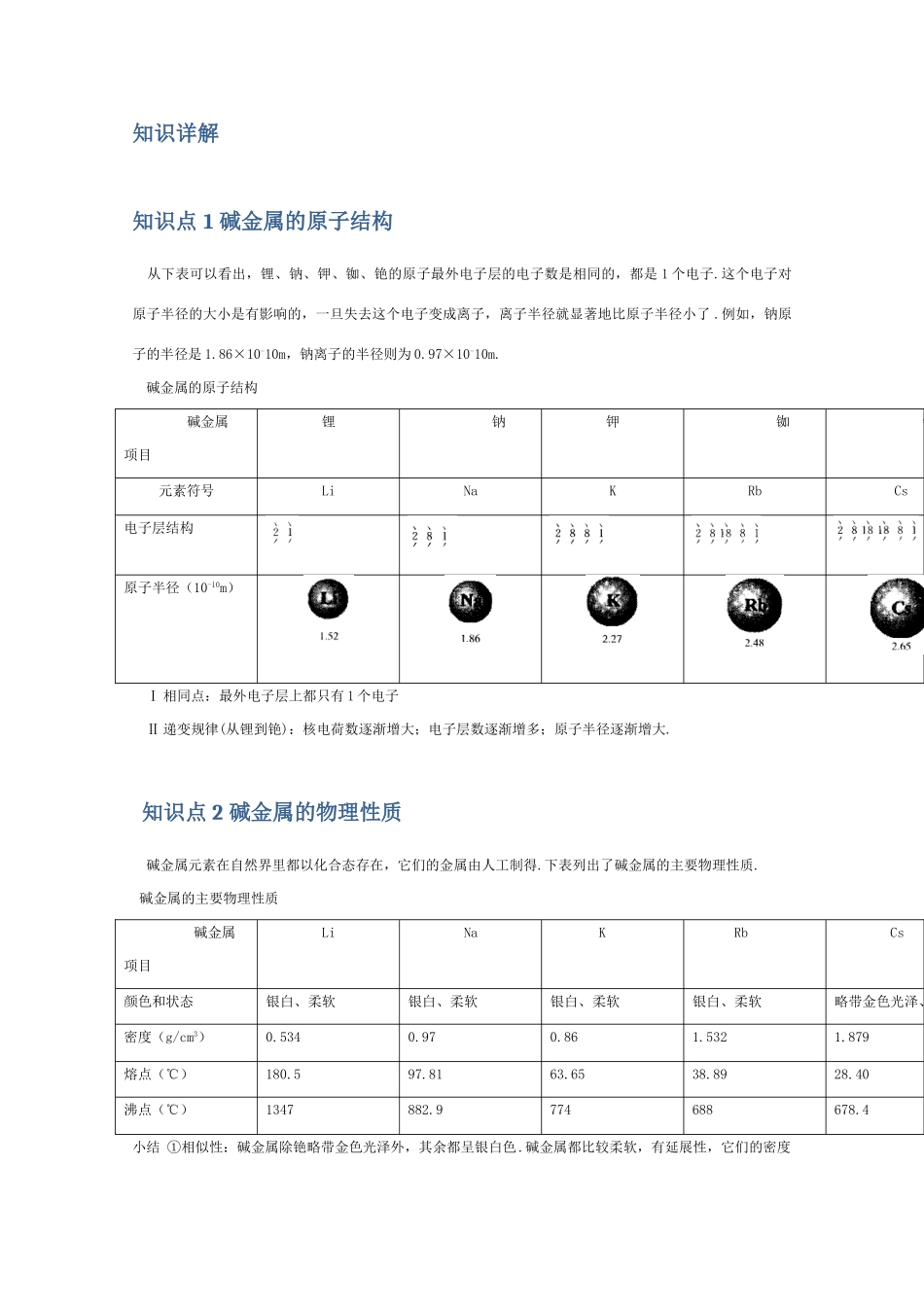 高一化学 《碱金属元素》知识点详解_第2页