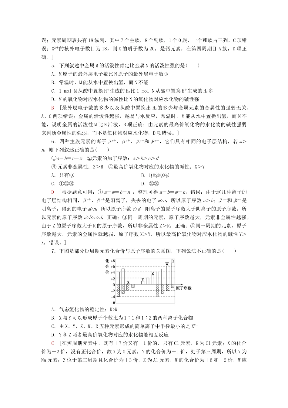 高中化学 课时分层作业21 元素性质的周期性变化规律（含解析）新人教版必修第一册-新人教版高一第一册化学试题_第2页