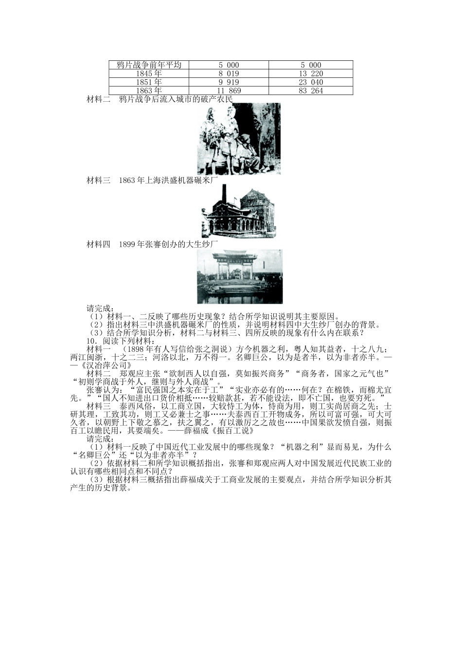 高中历史 专题二 近代中国资本主义的曲折发展 一 近代中国民族工业的兴起课后训练 人民版必修2-人民版高一必修2历史试题_第2页