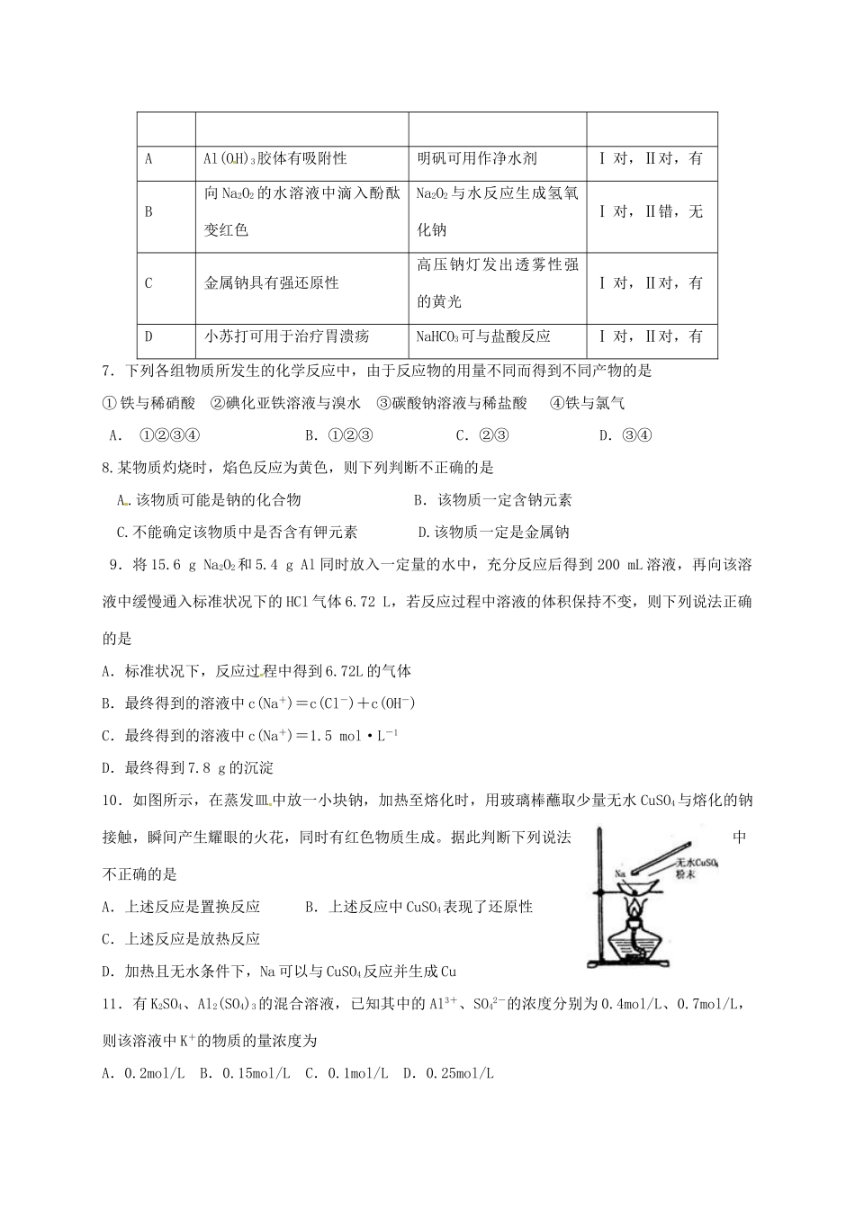 重庆市石柱县高一化学下学期第一次月考试题-人教版高一全册化学试题_第2页