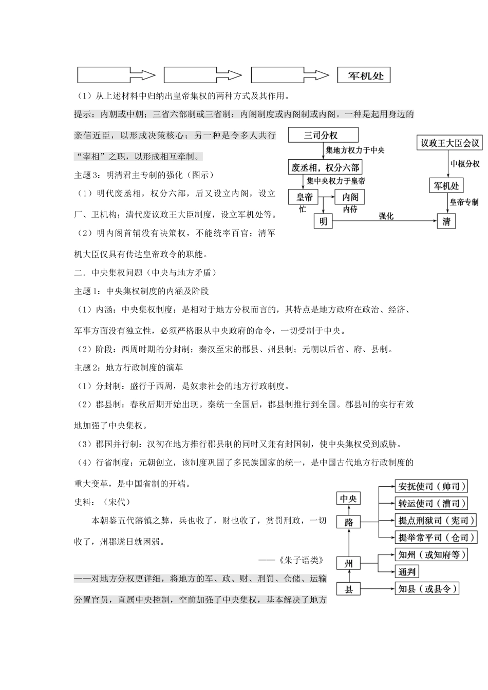 高中历史 考点深化与探究 第2讲 君主专制政体的演进与强化及专制时代晚期的政治形态 新人教版必修1-新人教版高一必修1历史试题_第2页