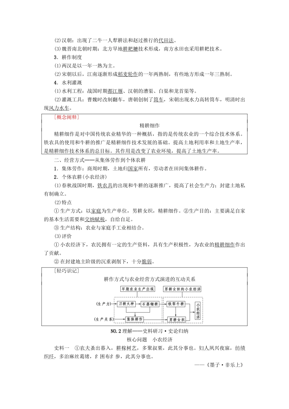 高考历史一轮总复习 第6单元 古代中国经济的基本结构与特点 第13讲 古代中国的农业和手工业教师用书 新人教版-新人教版高三全册历史试题_第2页