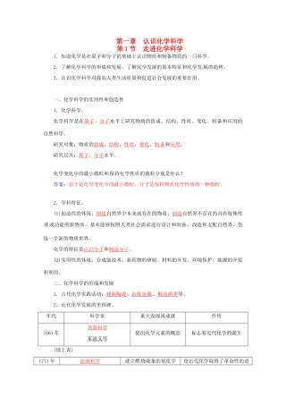 高中化学 第一章 第1节 走进化学科学练习 鲁科版必修1-鲁科版高一必修1化学试题