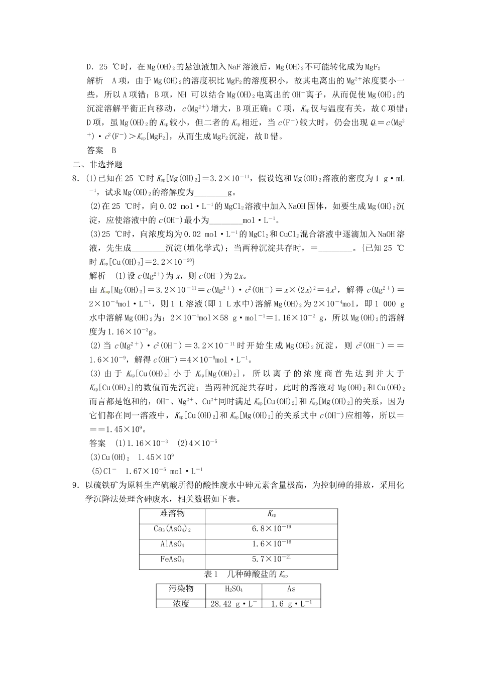 全国高考化学一轮复习 专题八 第4讲 难溶电解质的沉淀溶解平衡 苏教版-苏教版高三全册化学试题_第3页