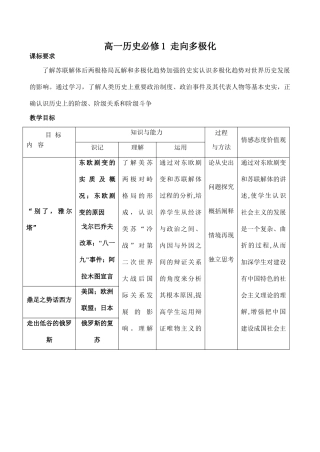 高一历史必修1 走向多极化