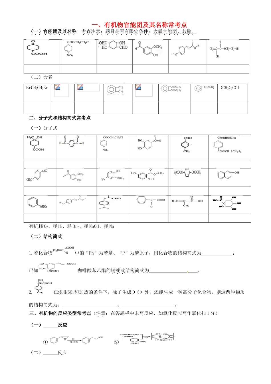 广东省高考化学三轮复习 有机综合30题常考点归纳-人教版高三全册化学试题_第1页