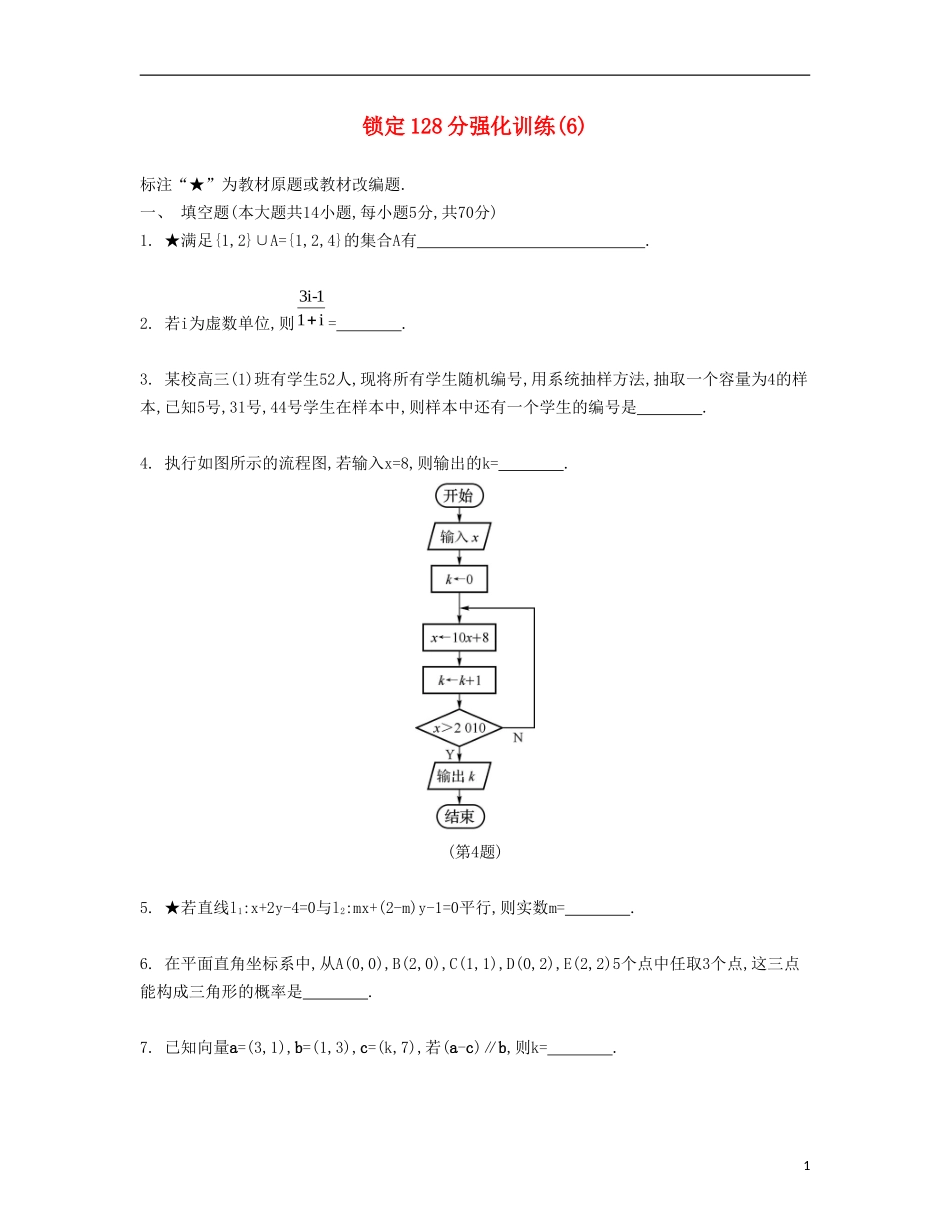 （江苏专用）高考数学大一轮复习 锁定128分 强化训练六-人教版高三全册数学试题_第1页