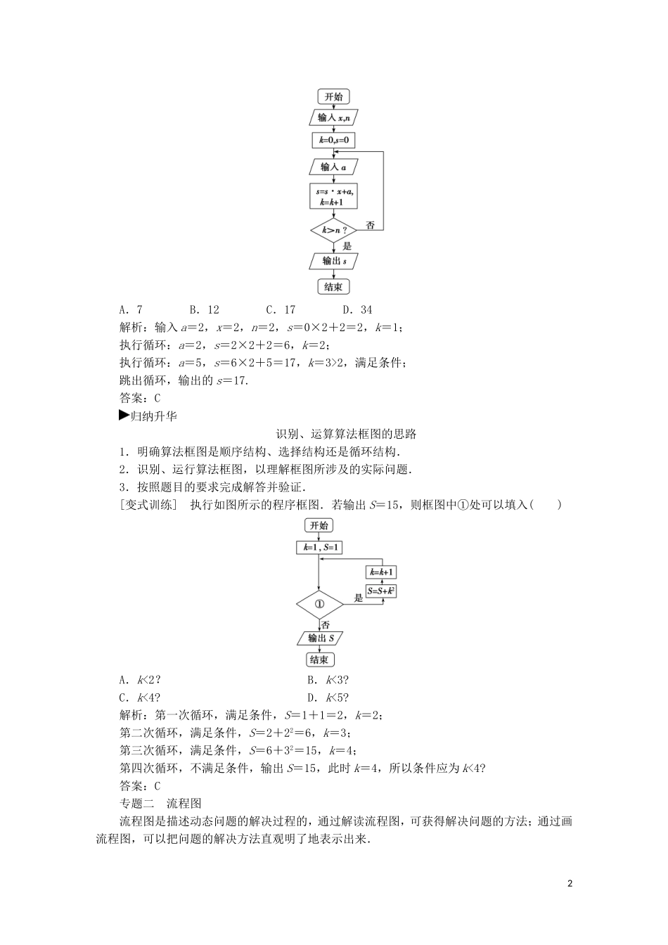 高中数学 第四章 框图章末复习课习题（含解析）新人教A版选修1-2-新人教A版高二选修1-2数学试题_第2页