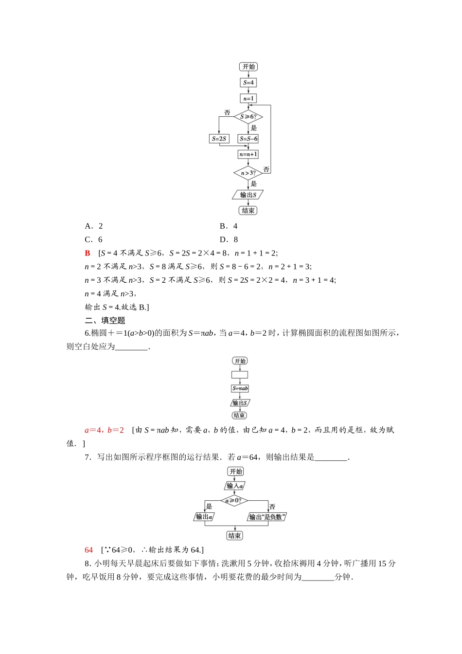 高中数学 第四章 框图 4.1 流程图课时分层作业（含解析）新人教A版选修1-2-新人教A版高二选修1-2数学试题_第2页