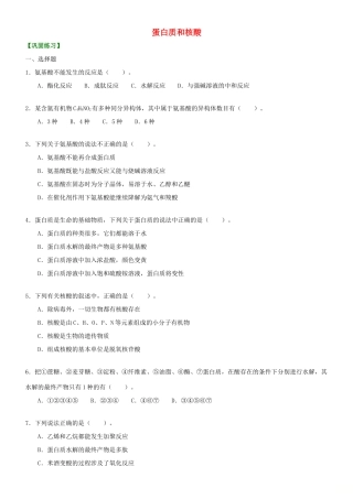 高中化学 蛋白质和核酸（基础）巩固练习 新人教版选修5-新人教版高二选修5化学试题