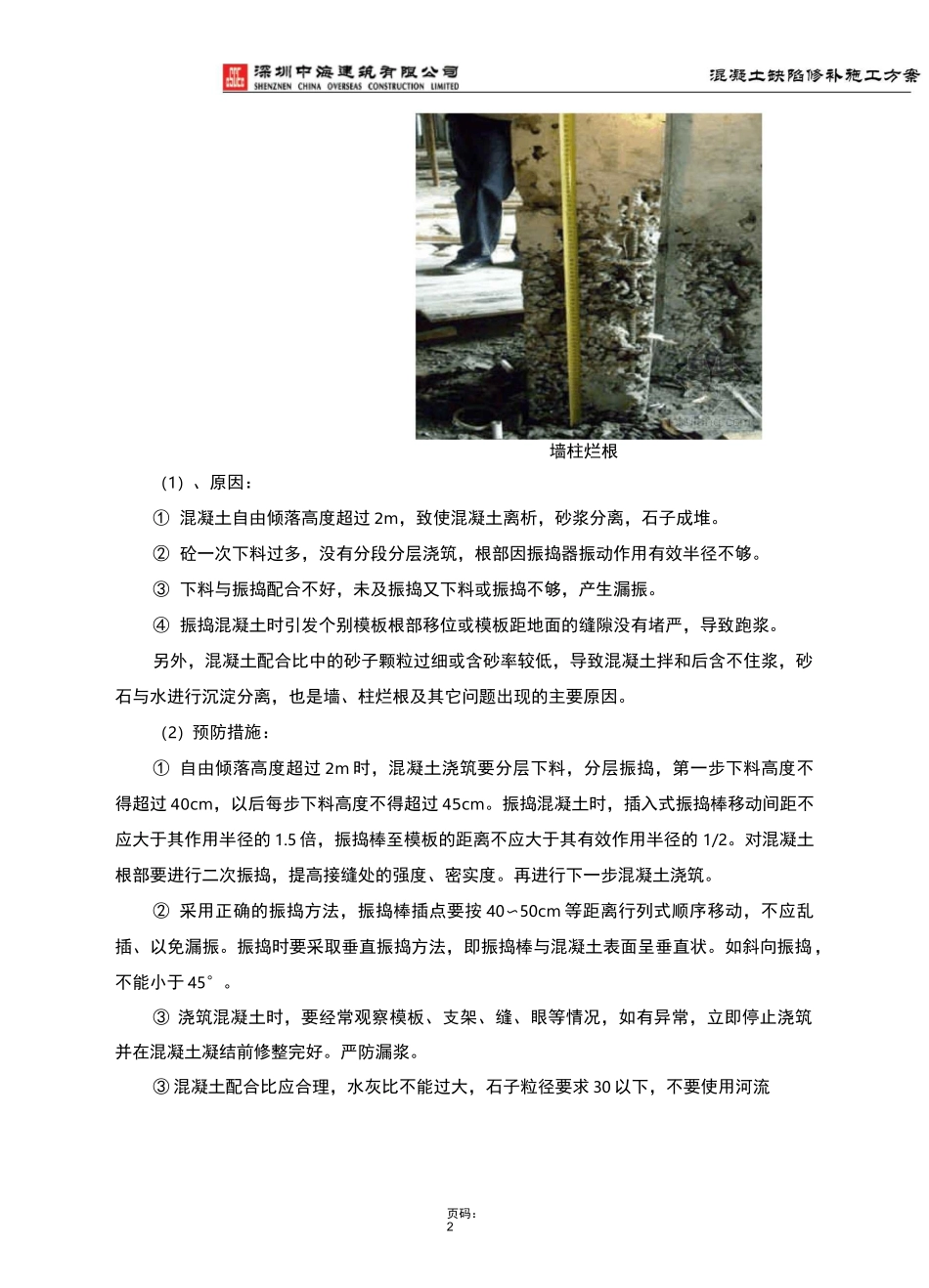 (中海)混凝土缺陷修补施工方案_第3页