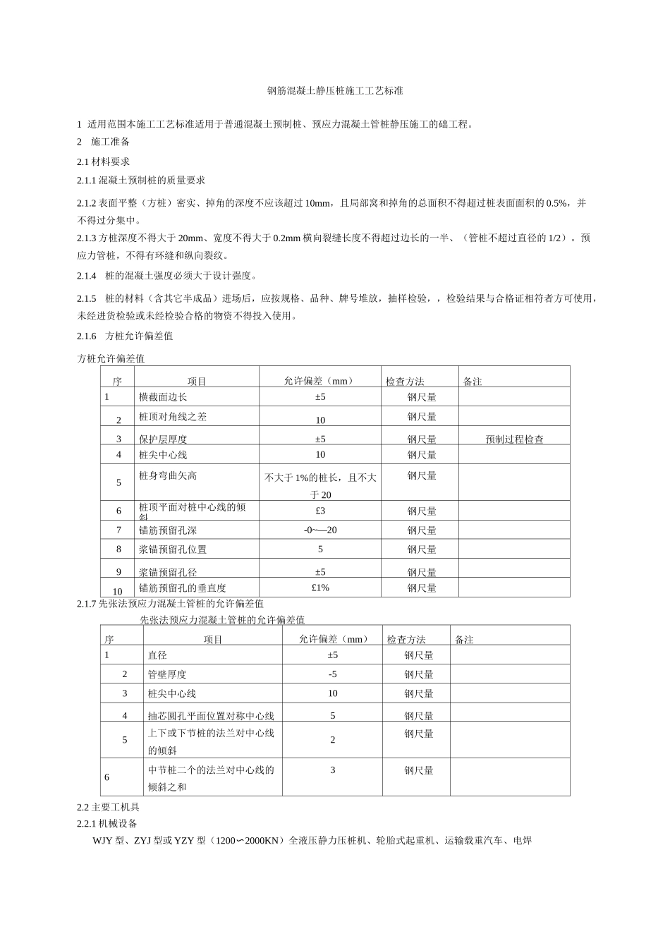 (技术规范标准)预制桩施工技术规范_第1页