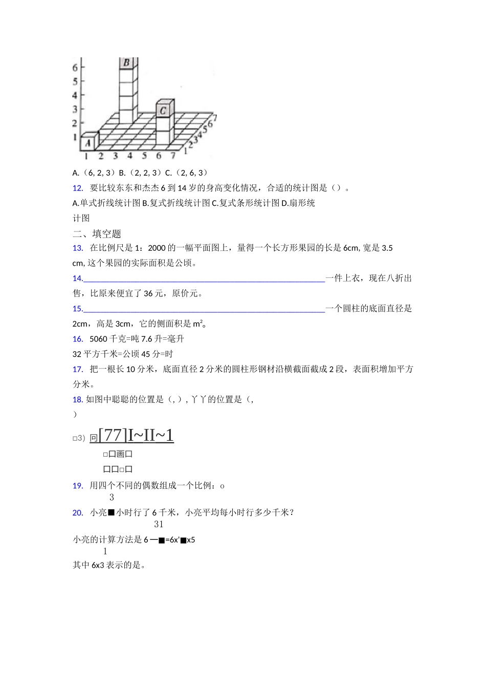 2020-2021苏州苏州中学园区校小学数学小升初模拟试卷_第2页