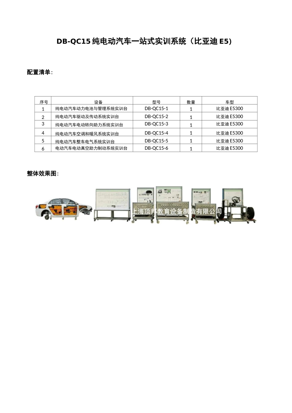 DB-QC15 纯电动汽车一站式实训系统(比亚迪E5)_第1页