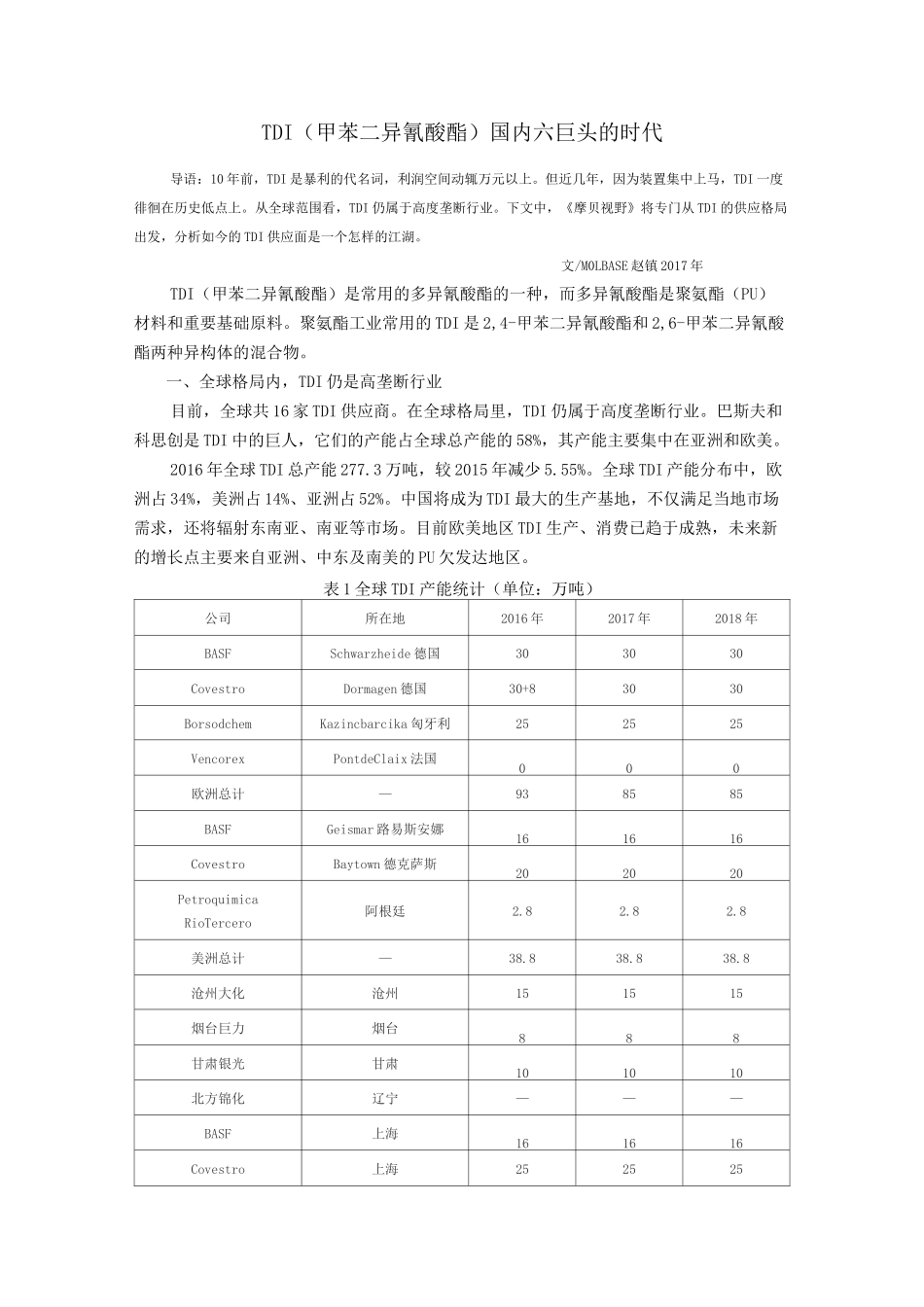 TDI(甲苯二异氰酸酯)国内六巨头的时代_第1页