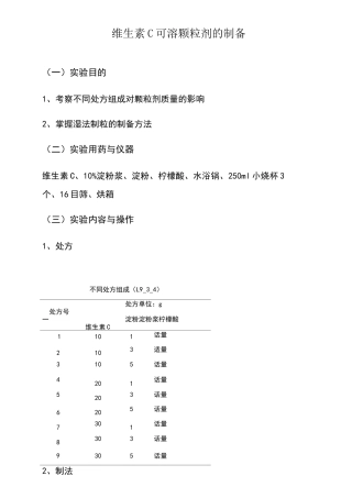 VC颗粒剂的制备