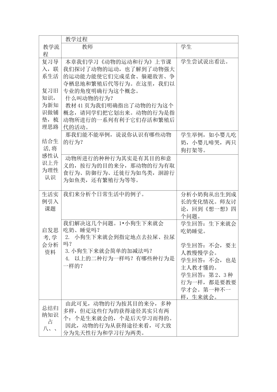 《先天性行为和学习行为》教学设计_第3页