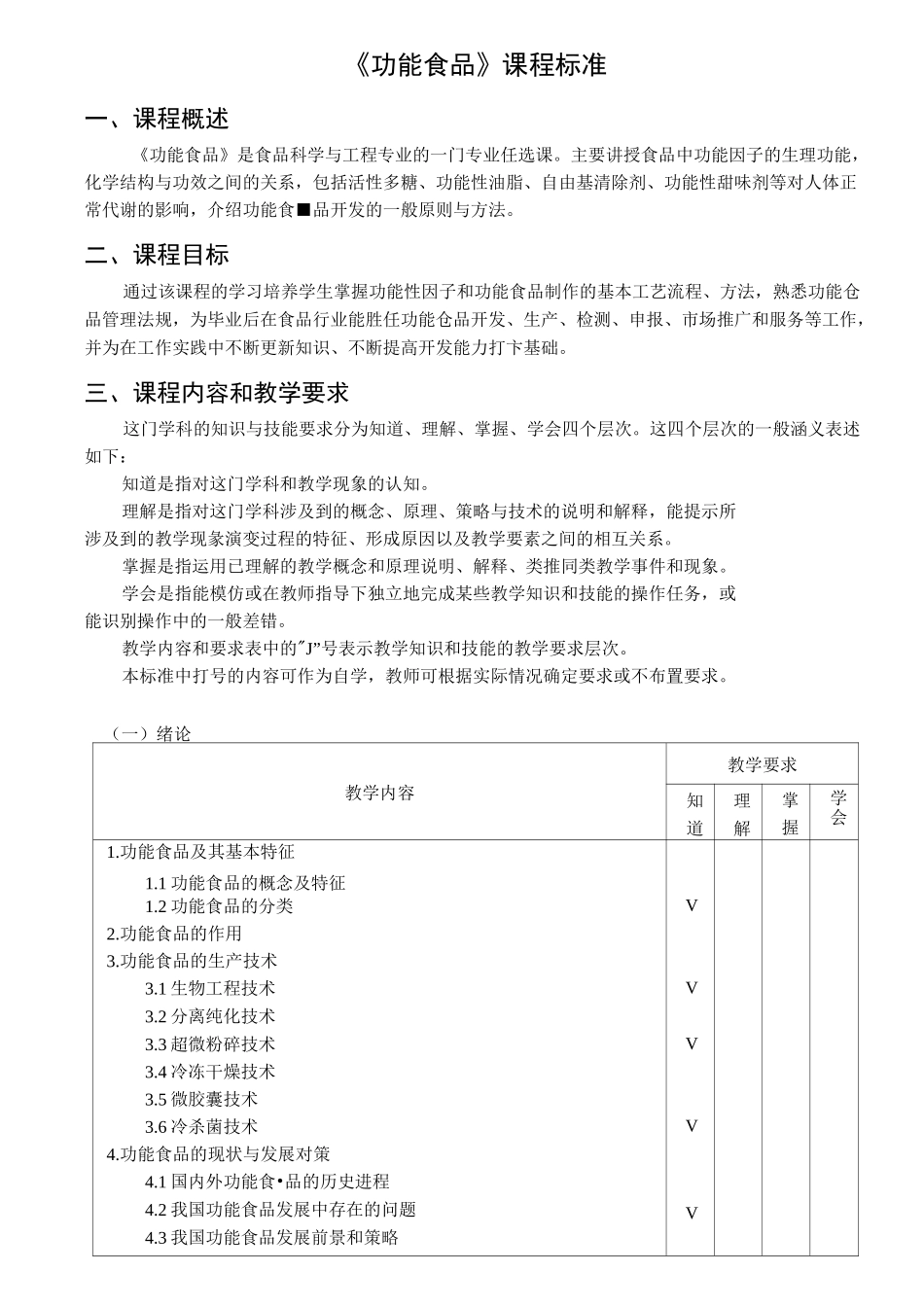 《功能食品》课程标准._第1页