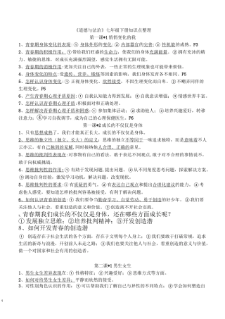 七年级下册  《道法》 知识点整合
