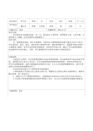 与家长沟通记录