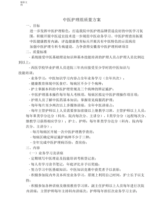 中医特色小组高质量控制方案设计
